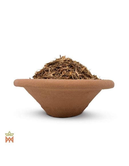 Catuaba du Brésil – Écorce effilochée, Trichilia catigua – écorce effilochée dans une coupelle en terre cuite