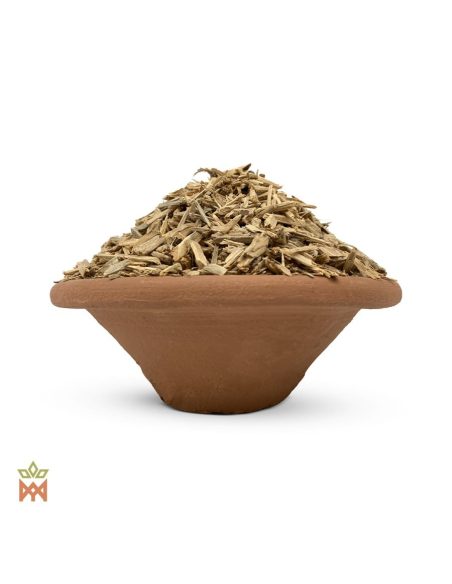 Uchu sanango du Pérou – Bois effiloché, Tabernaemontana sananho – bois effiloché dans un bol en terre cuite, détail