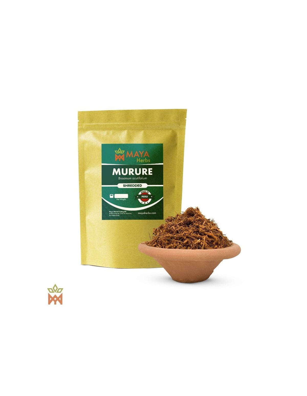 Murure du Pérou – Écorce effilochée, Brosimum acutifolium – sachet et coupelle d’écorce effilochée