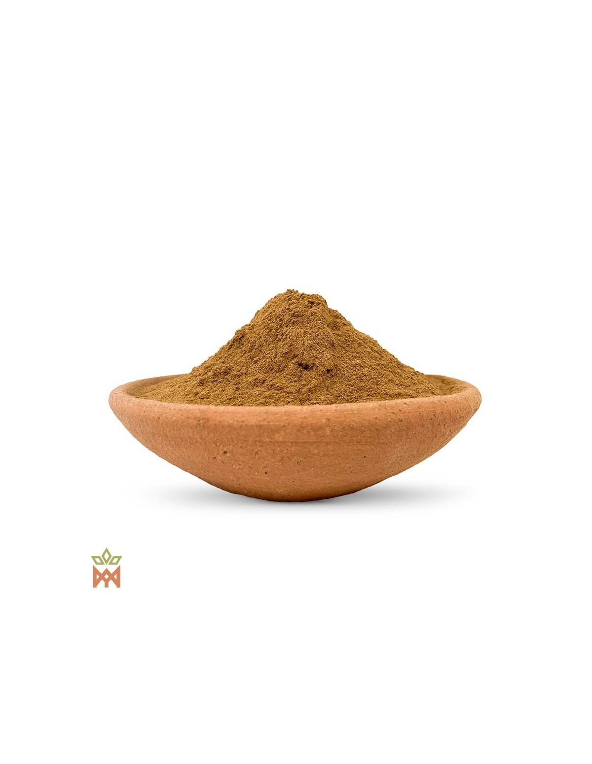 Embauba du Pérou – Feuille en poudre, Cecropia palmata – poudre fine dans une coupelle en terre cuite