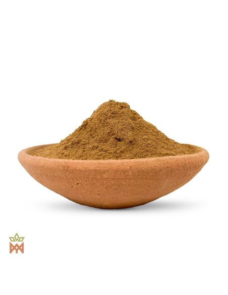 Embauba du Pérou – Feuille en poudre, Cecropia palmata – poudre fine dans une coupelle en terre cuite