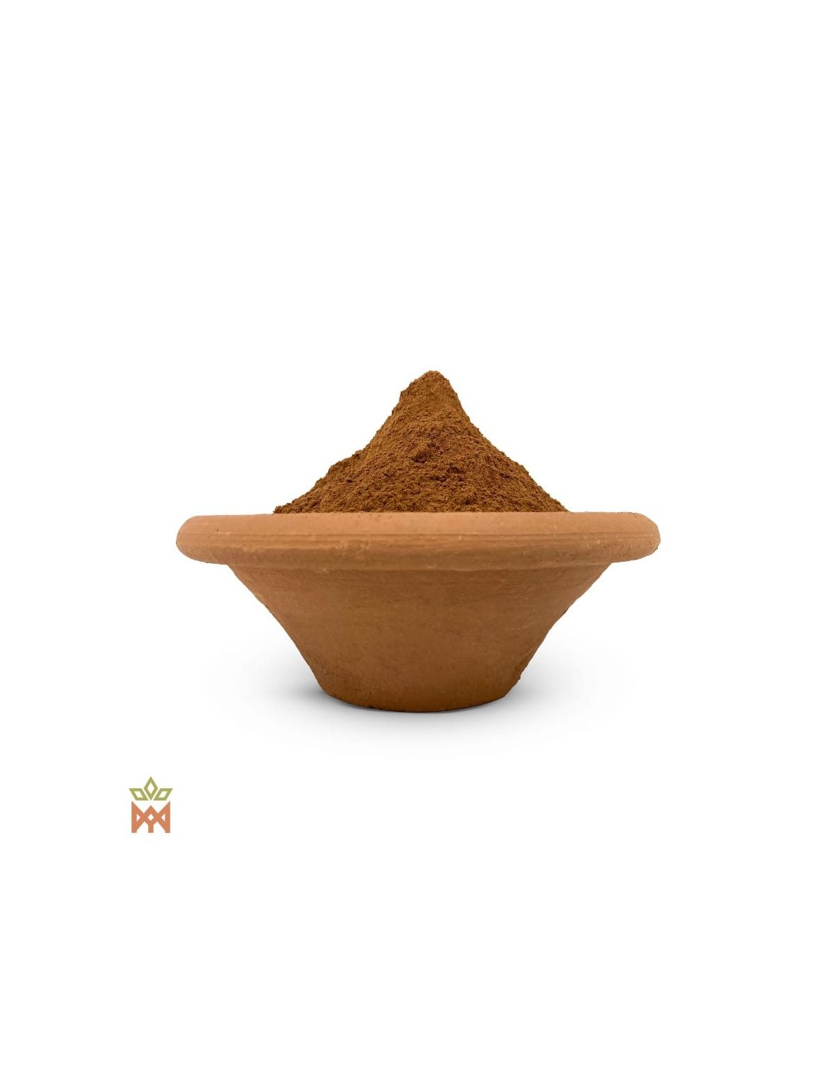Chuchuhuasi du Pérou (Maytenus macrocarpa) – poudre d’écorce brun rouge dans un bol en terre cuite