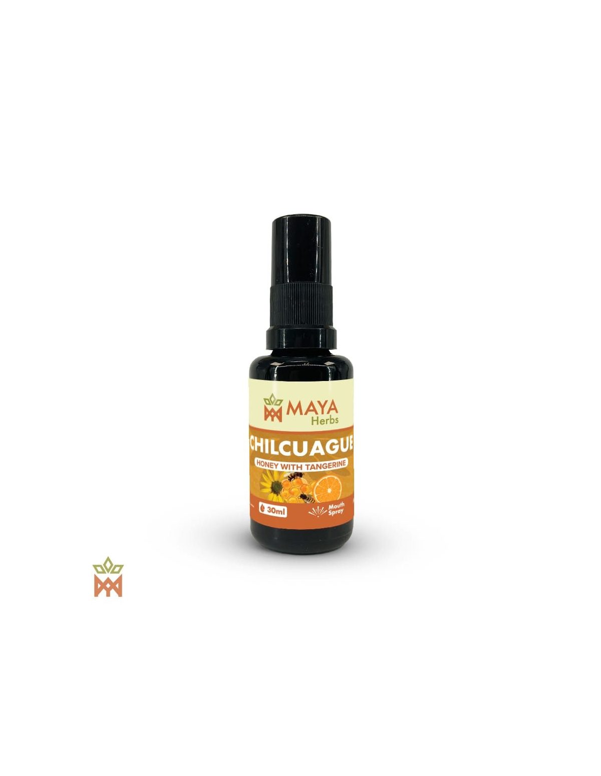Chilcuague mexicain miel-mandarine – Spray 30 ml, Heliopsis longipes – flacon à étiquette Maya Herbs