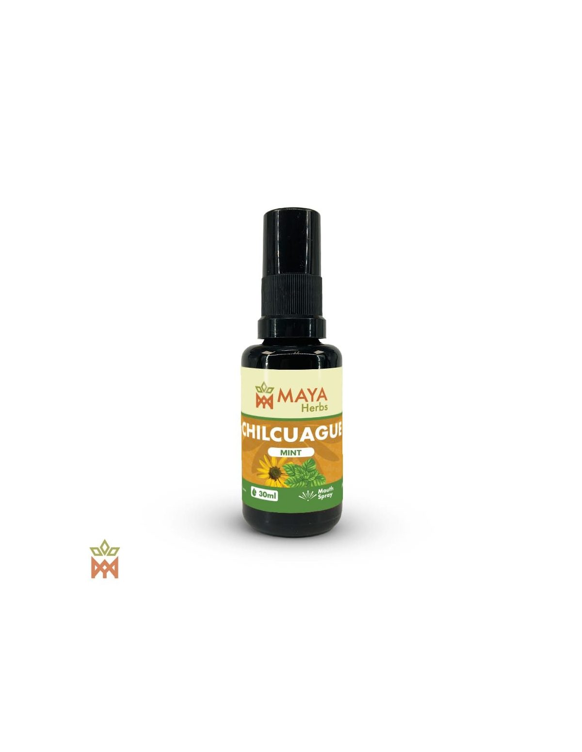 Chilcuague mexicain à la menthe – Spray 30 ml, Heliopsis longipes – flacon à étiquette verte Maya Herbs