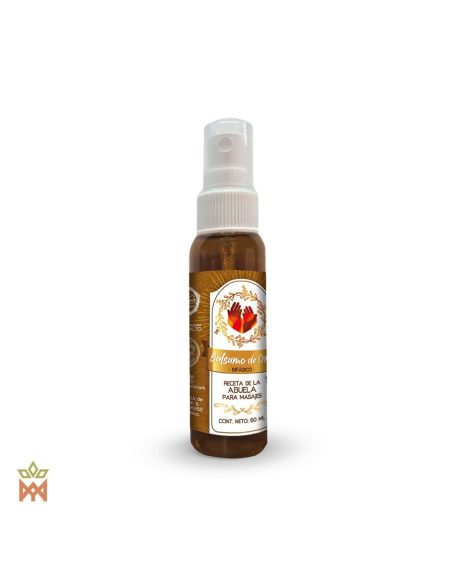 Balsamo de Oro – Huile au chilcuague, 60 ml, Heliopsis longipes – flacon spray ambré à étiquette dorée