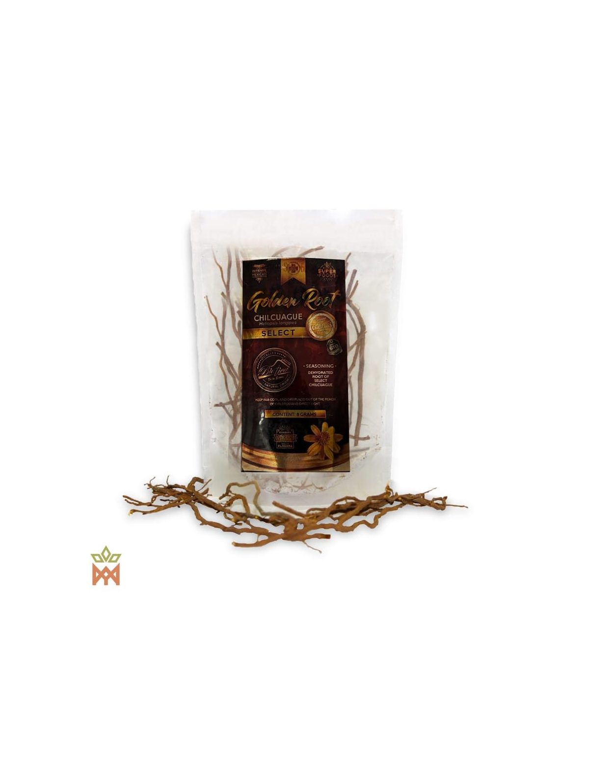 Chilcuague du Mexique – Racine entière séchée, Heliopsis longipes – sachet de 8 g étiqueté Golden Root et racines