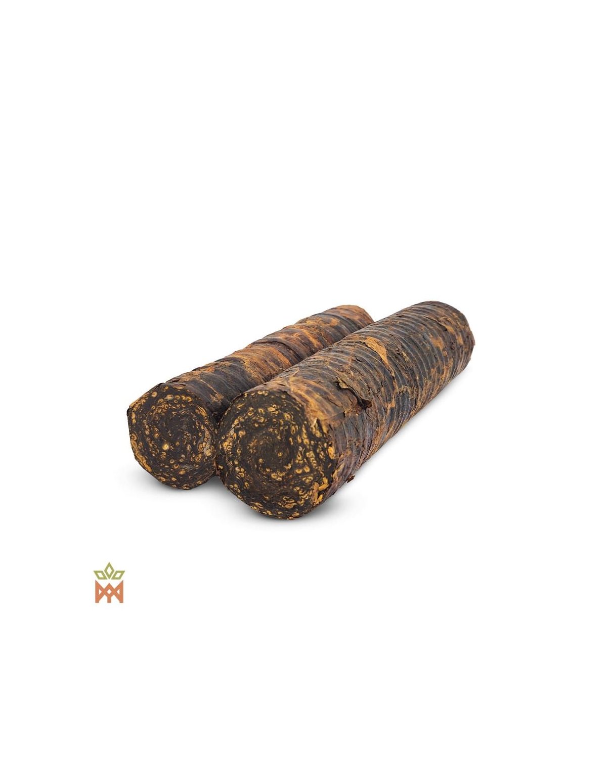 Mapacho Mói du Brésil – Rouleau de feuilles, Nicotiana rustica – deux rouleaux, vue en biais