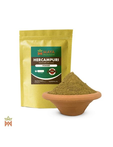 Hercampuri du Pérou (Gentianella alborosea) – sachet Maya Ethnobotanicals et feuilles en poudre