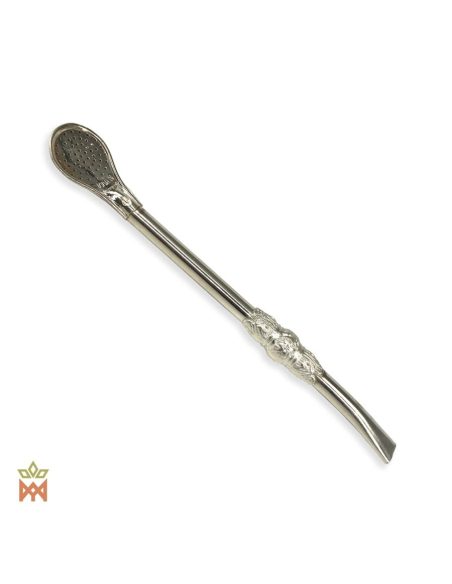 Bombilla paraguayenne pour maté – modèle à manchon orné et embout recourbé