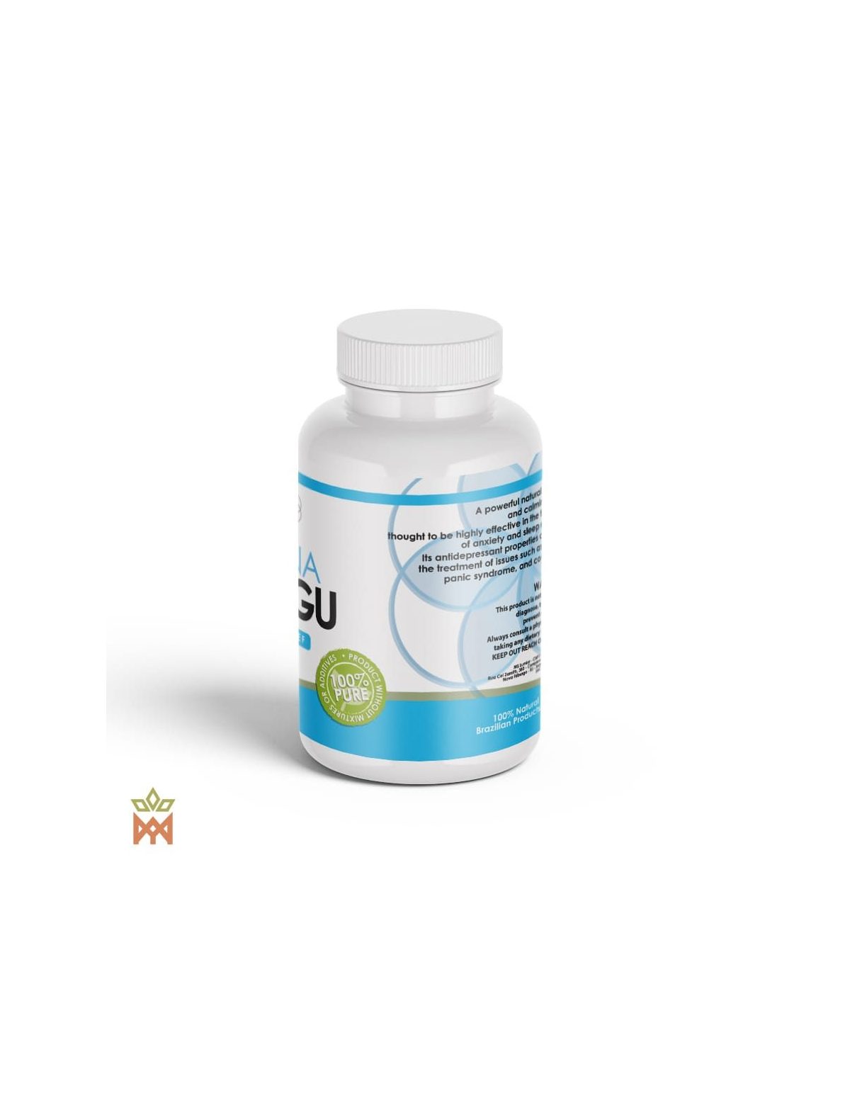 Capsules de mulungu (Erythrina mulungu) – flacon Phytolumiar, vue de côté