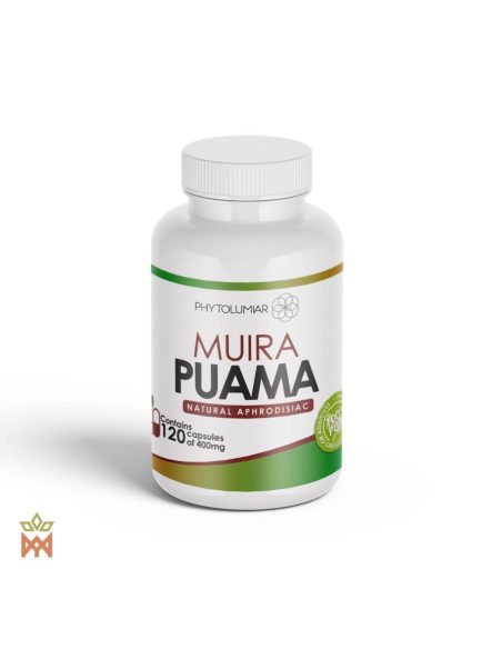 Capsules de muira puama du Brésil (Ptychopetalum olacoides) – flacon Phytolumiar, étiquette avant