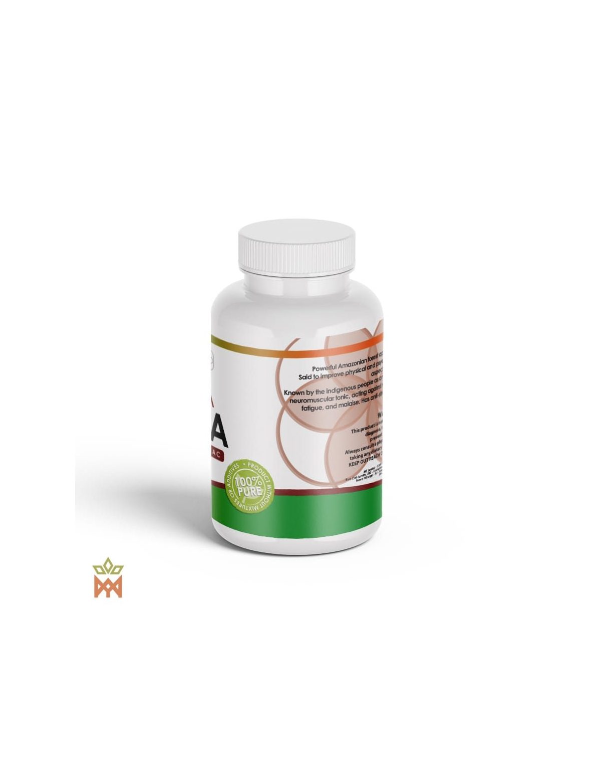 Capsules de muira puama du Brésil (Ptychopetalum olacoides) – flacon Phytolumiar, vue de côté