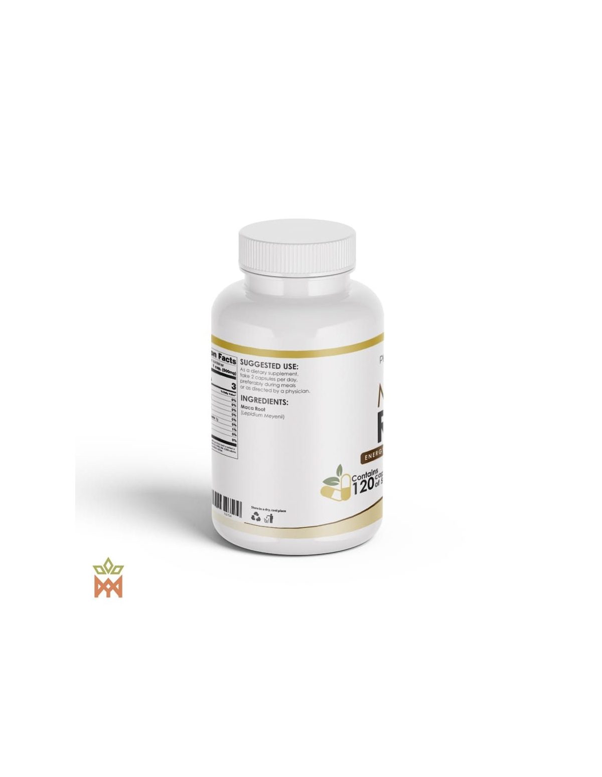 Maca du Pérou en gélules – pot Phytolumiar de dos avec la liste d’ingrédients