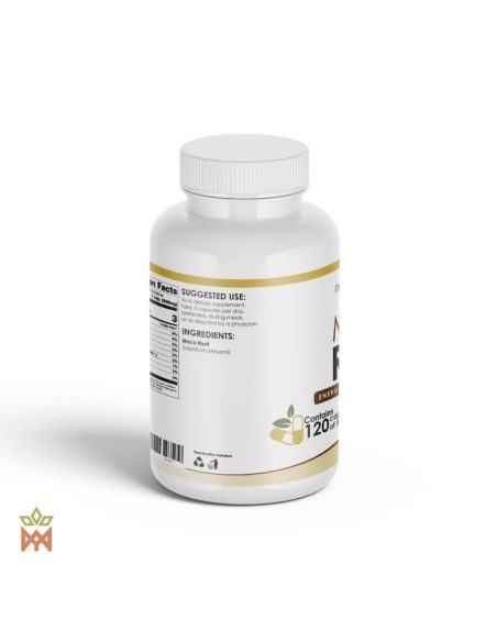 Maca du Pérou en gélules – pot Phytolumiar de dos avec la liste d’ingrédients