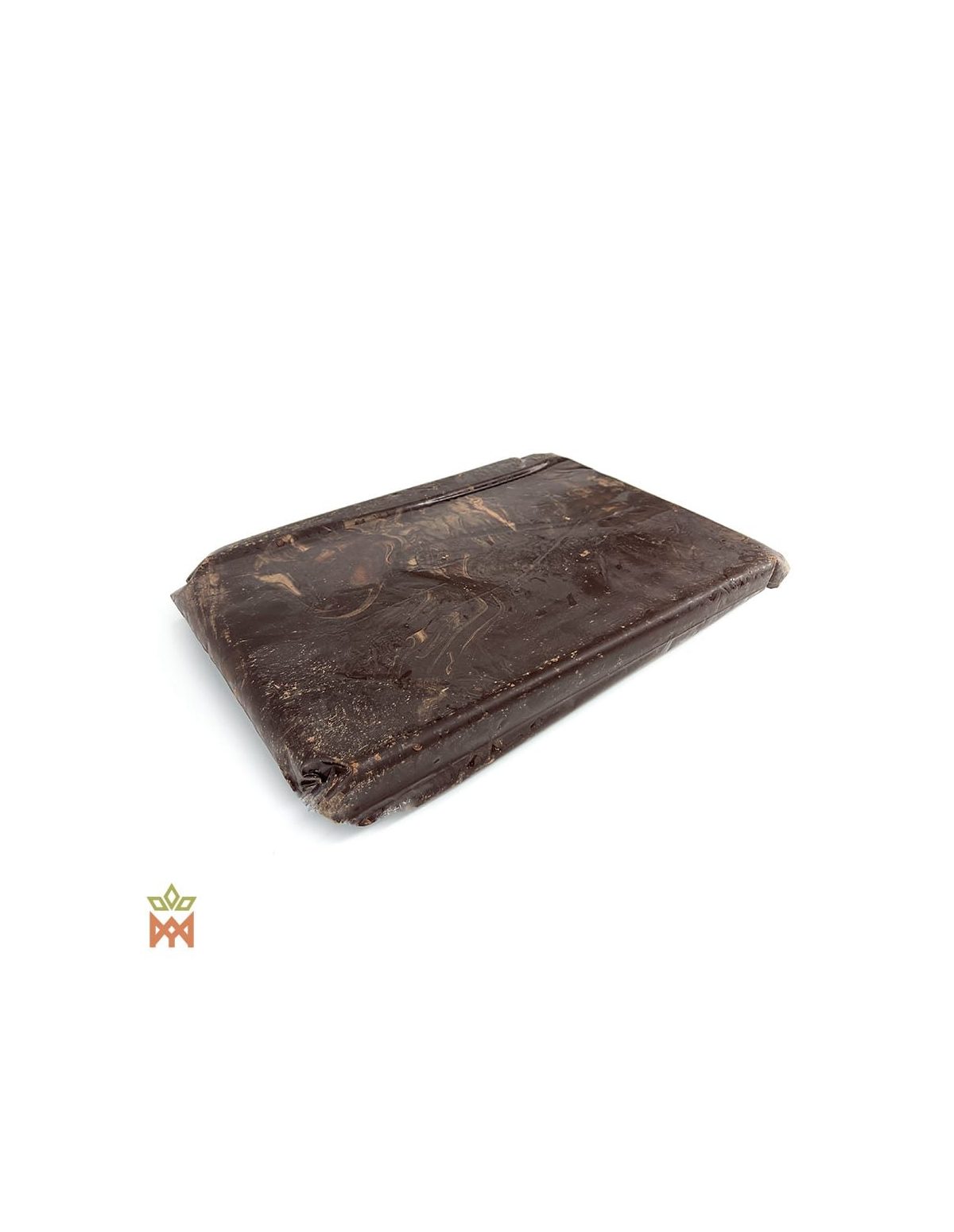 Cacao criollo du Pérou, bloc de 5 kg – vue en biais sous film