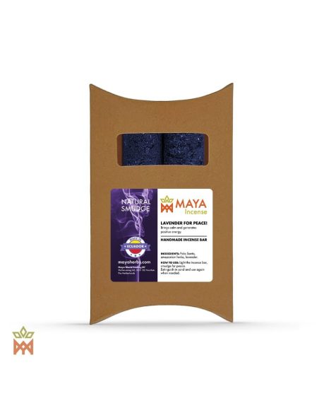 Barres d’encens lavande et palo santo d’Équateur – boîte kraft à fenêtre, étiquette Maya Incense