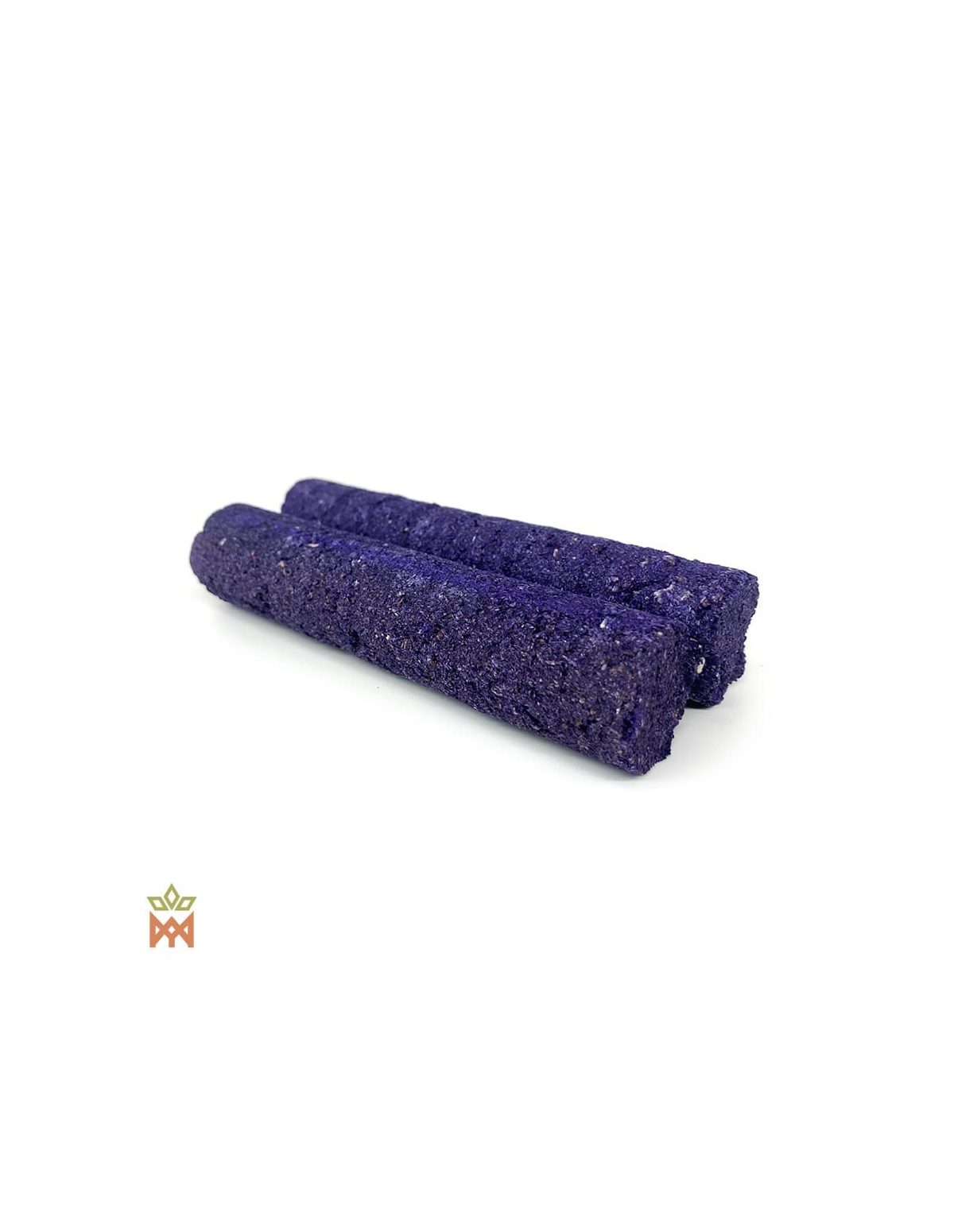 Deux barres d’encens violettes lavande et palo santo, surface granuleuse