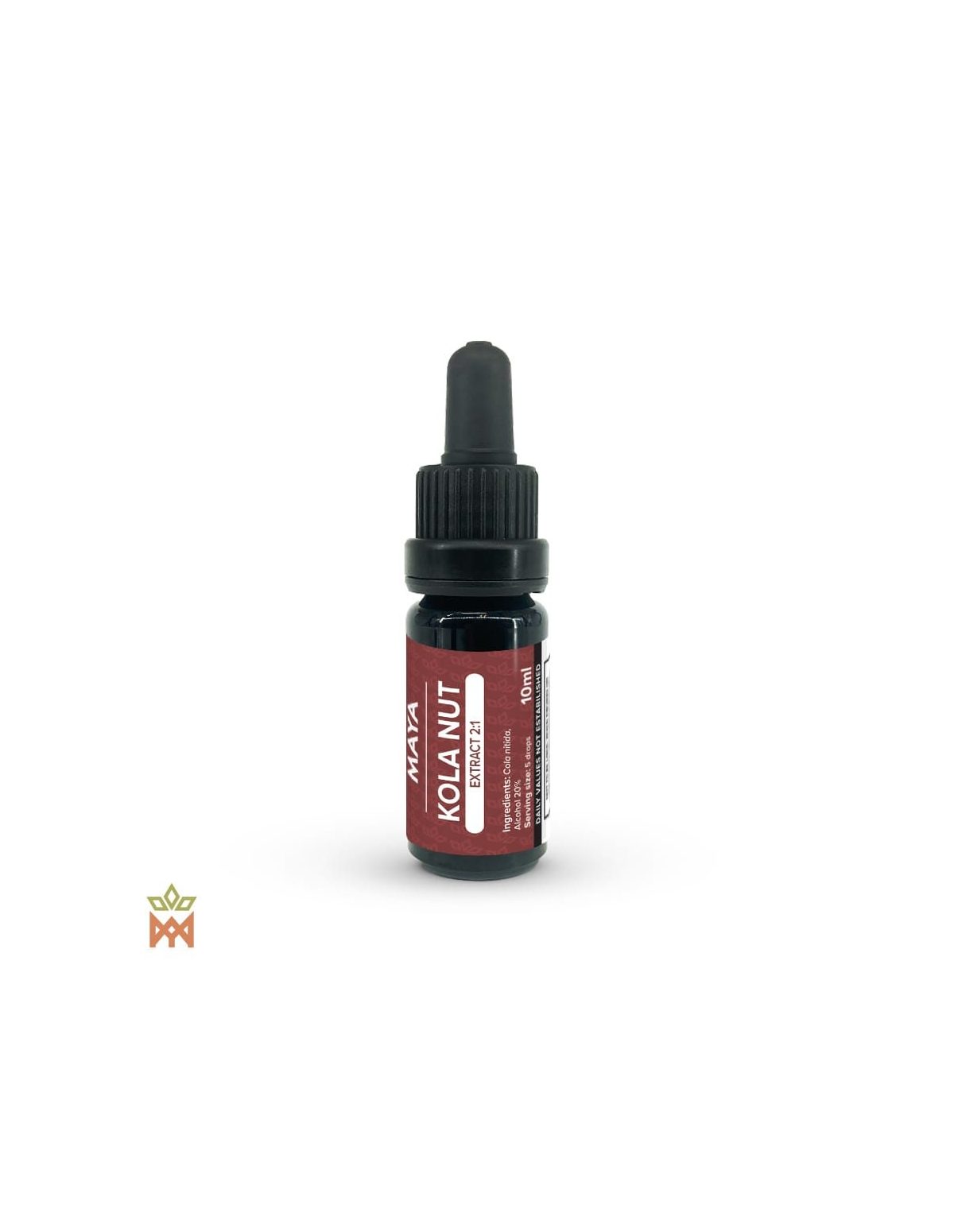 Teinture de noix de kola – flacon compte-gouttes Maya de 10 ml, étiquette rouge Extract 2:1