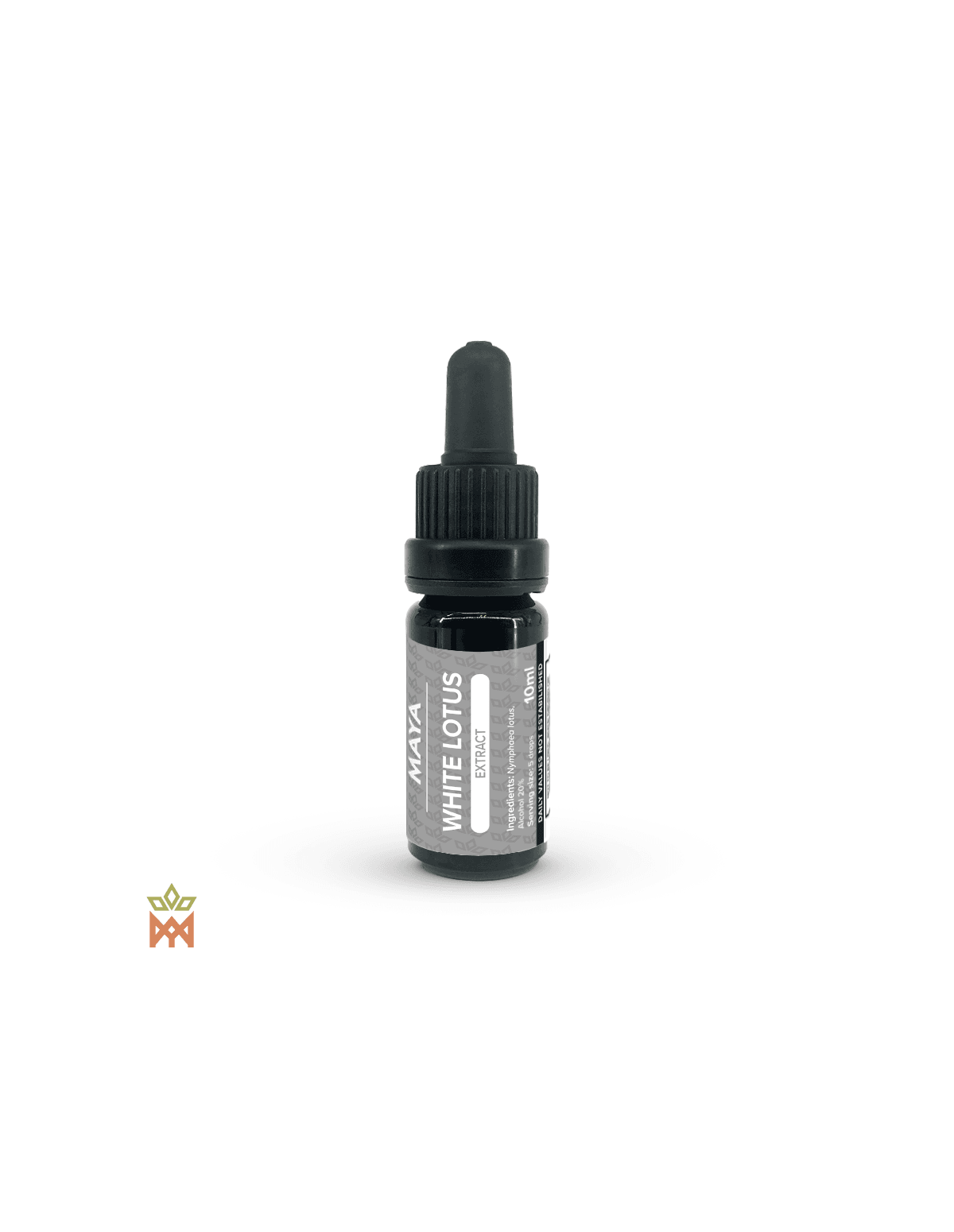 Teinture de nénuphar blanc (Nymphaea lotus) – flacon compte-gouttes Maya de 10 ml, étiquette grise White Lotus Extract