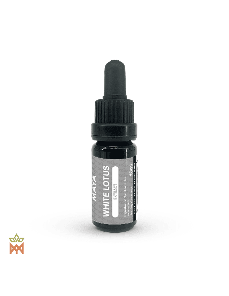 Teinture de nénuphar blanc (Nymphaea lotus) – flacon compte-gouttes Maya de 10 ml, étiquette grise White Lotus Extract