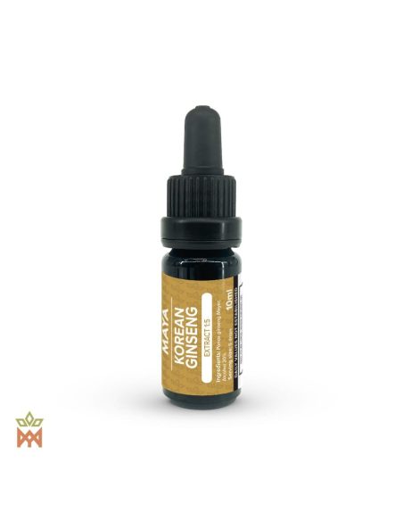 Extrait de ginseng coréen 1:5 – flacon compte-gouttes Maya de 10 ml, étiquette ocre
