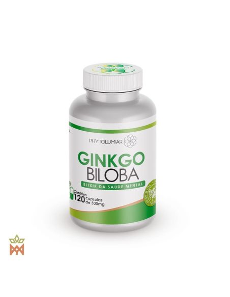 Gélules de ginkgo Phytolumiar – pot blanc à étiquette verte, 120 gélules de 500 mg