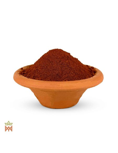Huanarpo macho du Pérou – Bulbes en poudre, Jatropha macrantha – poudre brun rouge en coupelle