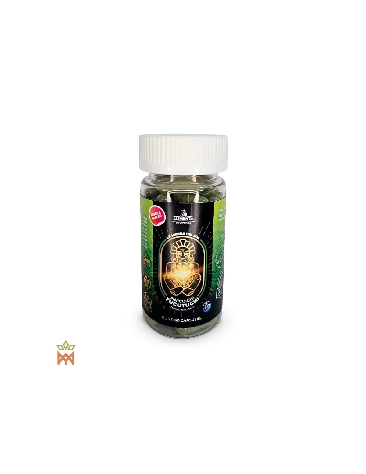 Yucutuchi du Mexique – Capsules de feuilles, Heimia salicifolia – étiquette avant du pot de 60 capsules