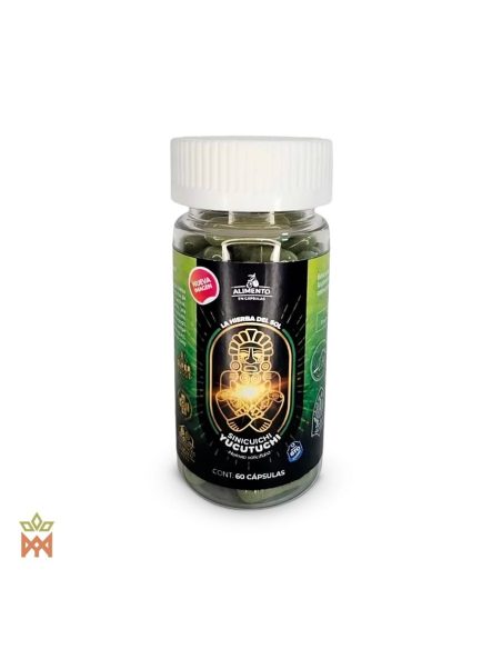 Yucutuchi du Mexique – Capsules de feuilles, Heimia salicifolia – étiquette avant du pot de 60 capsules