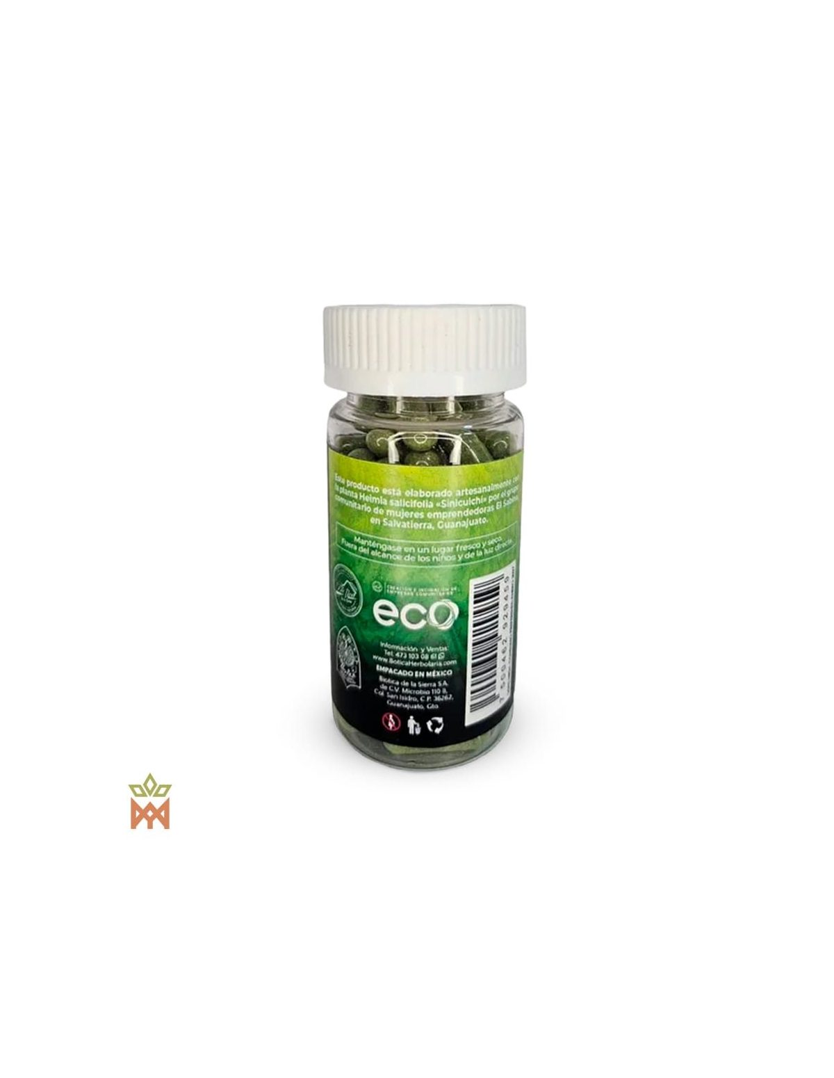 Yucutuchi du Mexique – Capsules de feuilles, Heimia salicifolia – étiquette arrière en espagnol