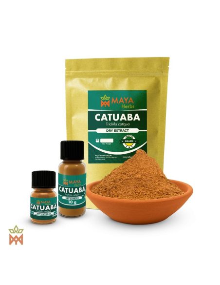 Catuaba du Brésil – Extrait sec, Trichilia catigua – sachet, deux flacons et coupelle de poudre