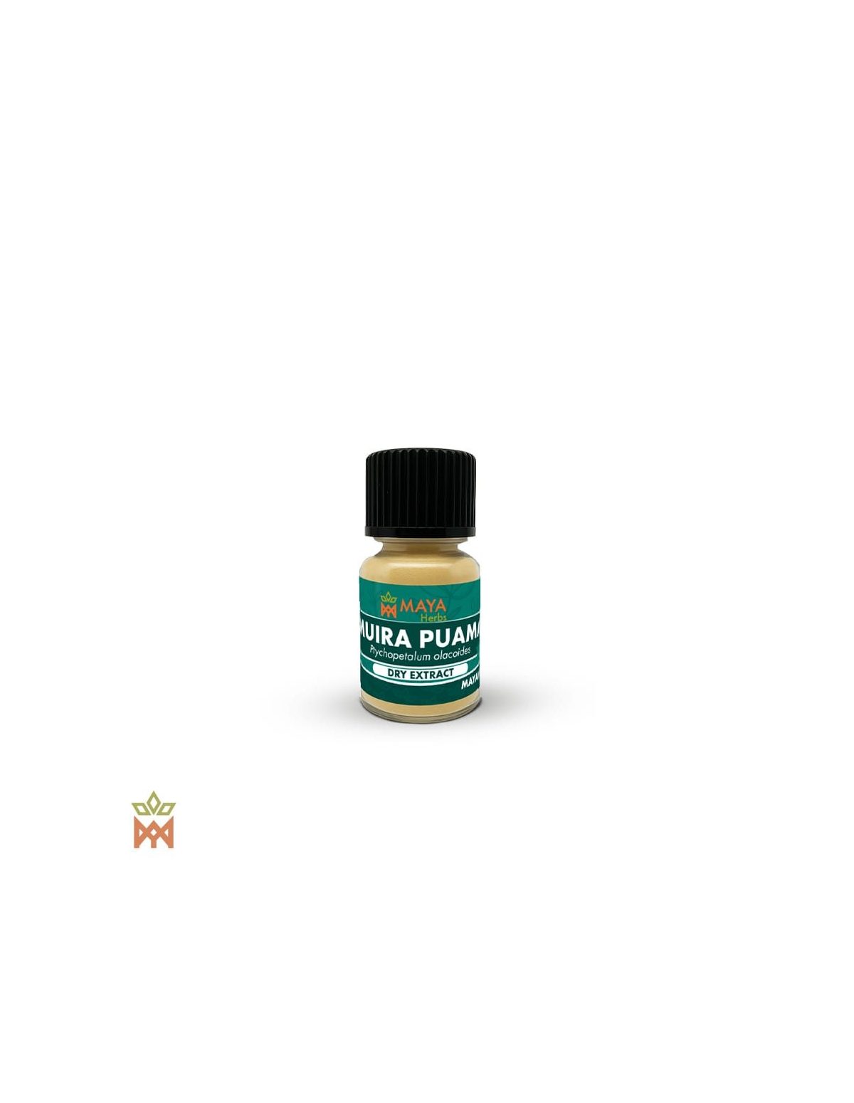 Extrait sec de muira puama, écorce et racine (Ptychopetalum olacoides) – petit flacon à l’étiquette Maya Herbs