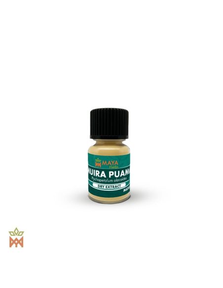 Extrait sec de muira puama, écorce et racine (Ptychopetalum olacoides) – petit flacon à l’étiquette Maya Herbs