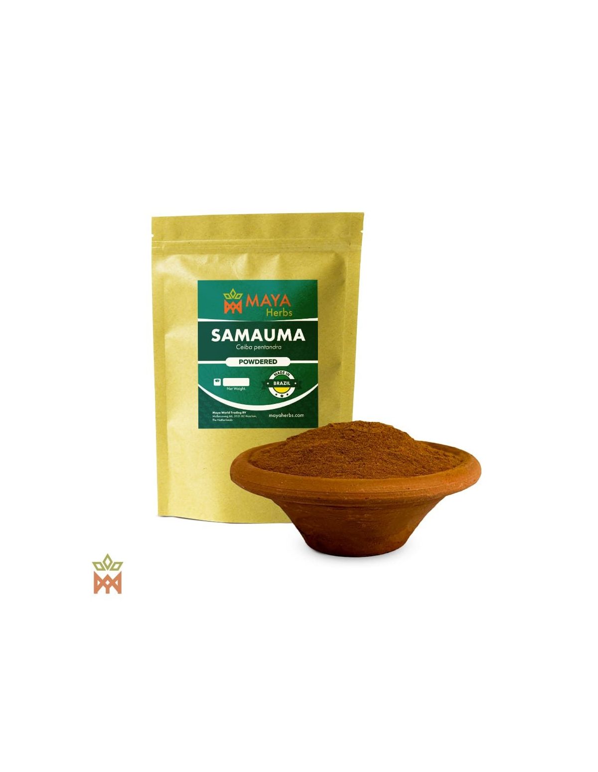 Samaúma du Brésil – Écorce en poudre, Ceiba pentandra – sachet et large coupelle de poudre