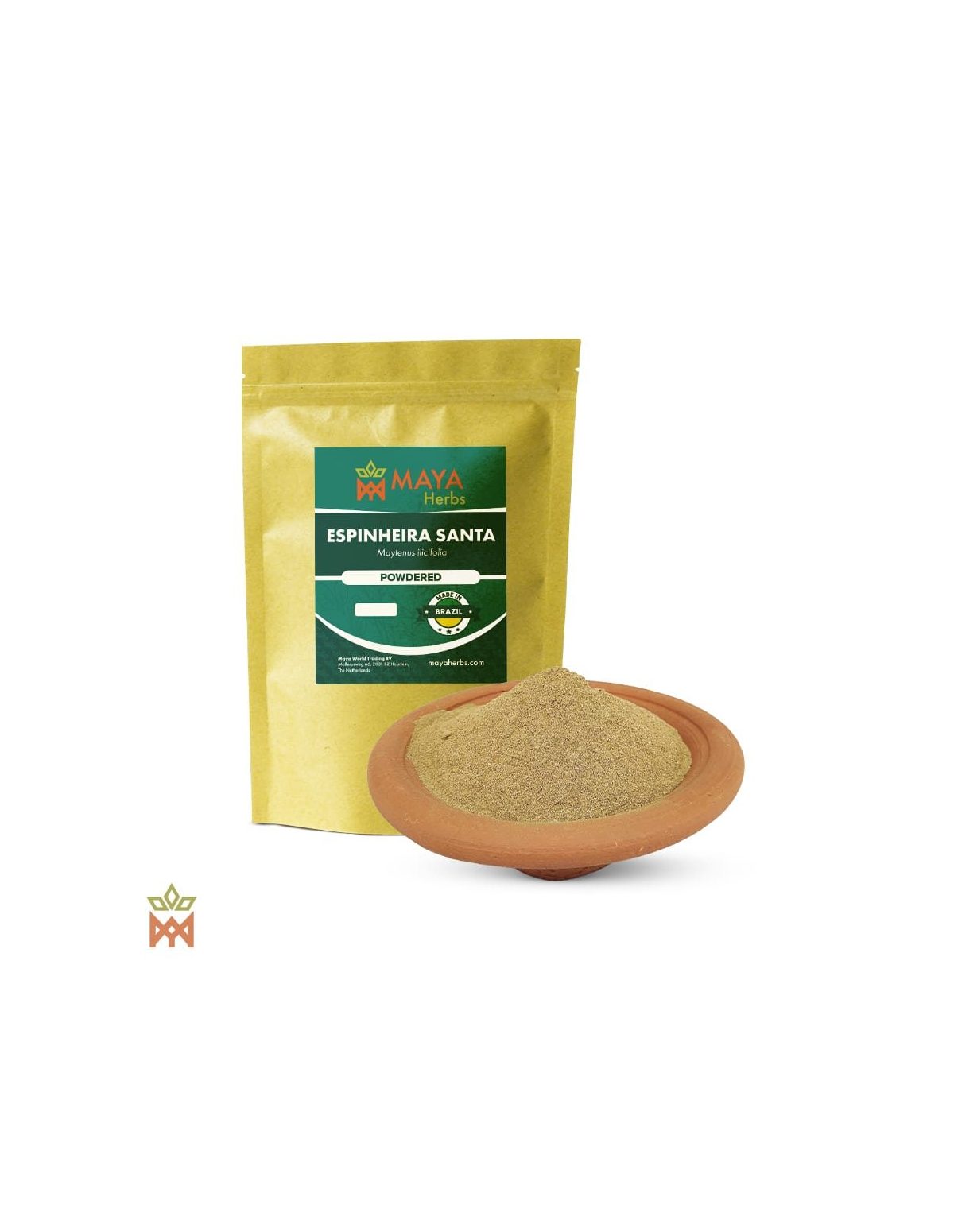 Espinheira santa du Brésil (Maytenus ilicifolia) – sachet Maya Herbs et feuilles en poudre