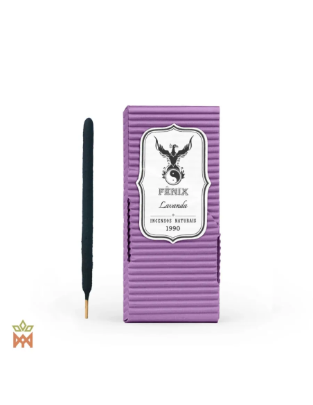 Encens Fenix à la lavande du Brésil – boîte violette marquée Lavanda et un bâtonnet