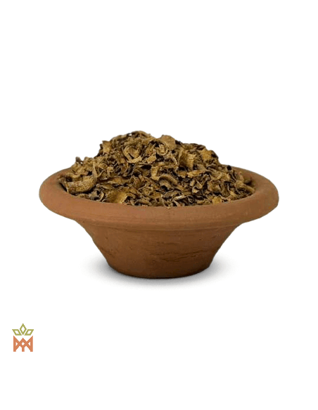 Voacanga du Cameroun (Voacanga africana) – copeaux d’écorce recourbés dans une coupelle