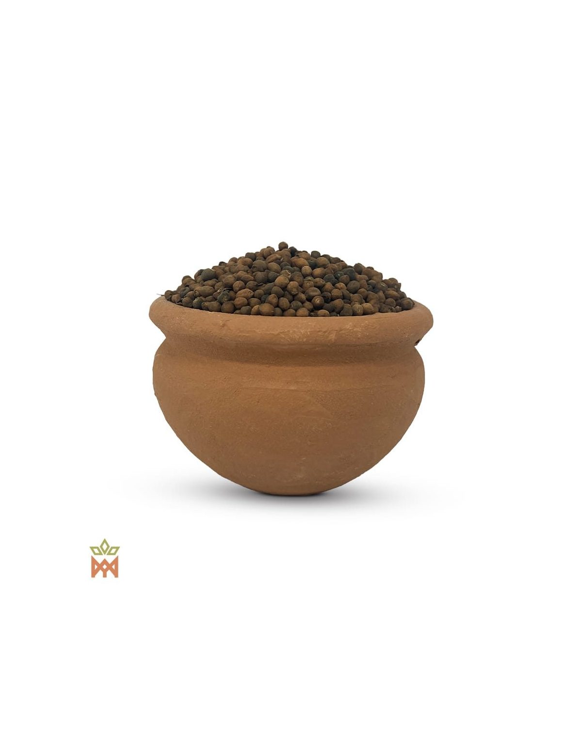 Ololiuqui du Mexique (Turbina corymbosa) – graines brunes entières dans un pot rond en terre cuite