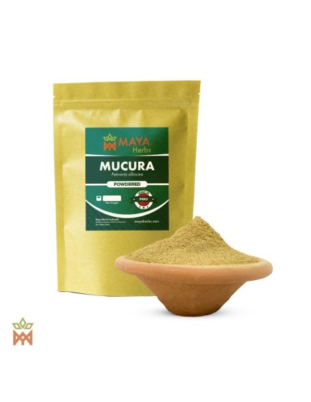 Mucura du Pérou – Feuilles en poudre, Petiveria alliacea – sachet étiqueté et bol de poudre de feuilles