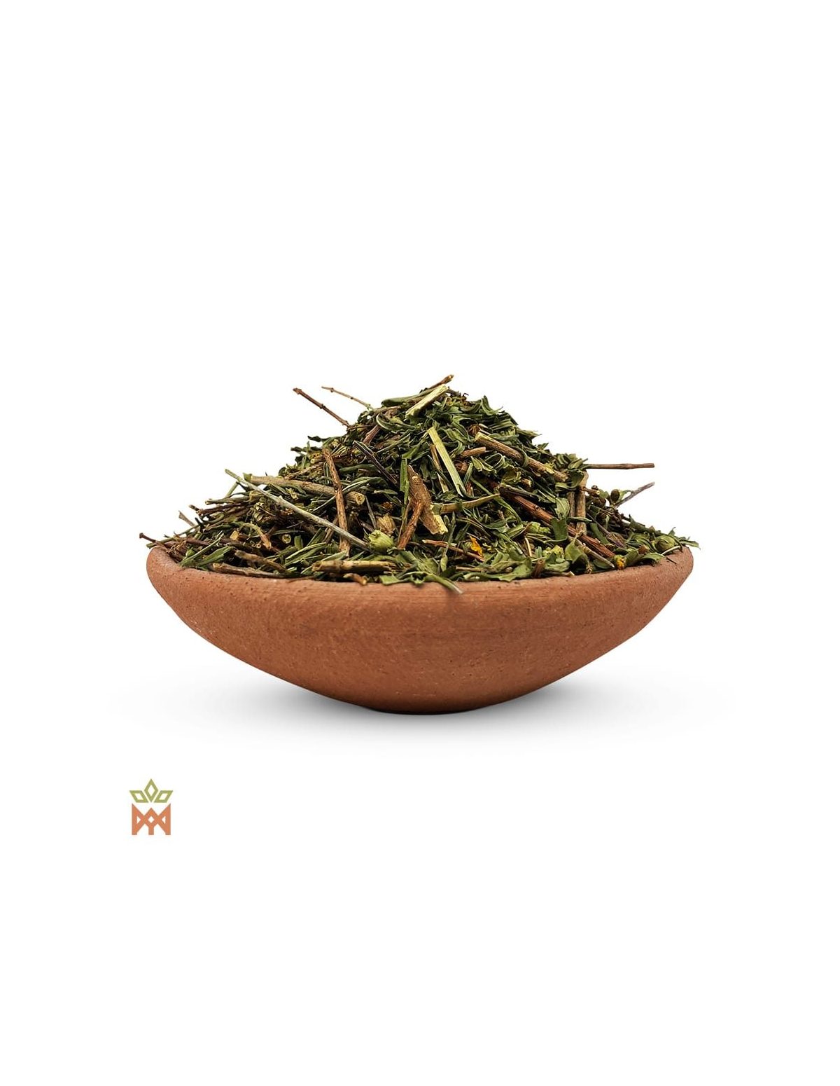 Sinicuichi du Mexique – Feuilles fragmentées, Heimia salicifolia – feuilles et morceaux de tige dans un bol