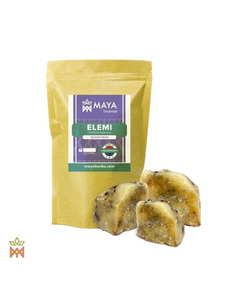 Résine d’élémi – Philippines, Canarium luzonicum – sachet étiqueté et morceaux de résine