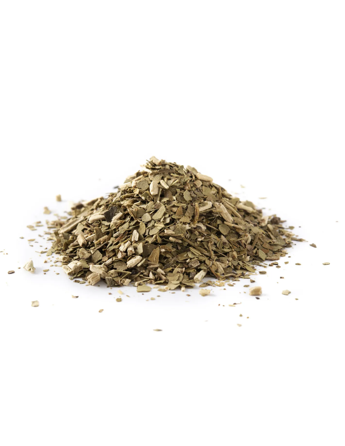 Yerba maté (Ilex paraguariensis) – feuilles finement coupées – détail des feuilles