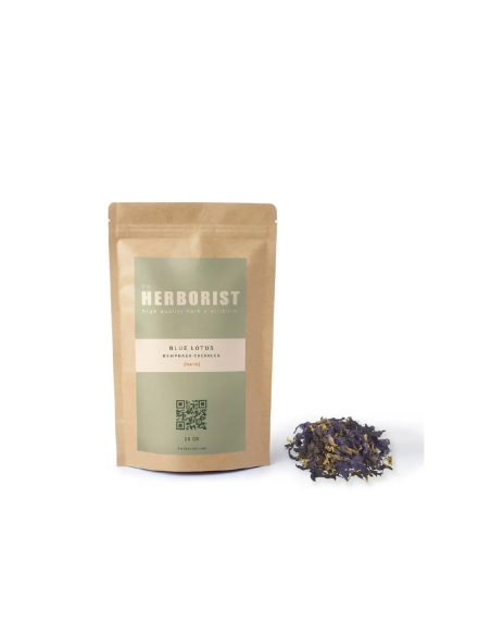 Lotus bleu (Nymphaea caerulea) – fleurs séchées, Herborist – sachet et morceaux de fleurs
