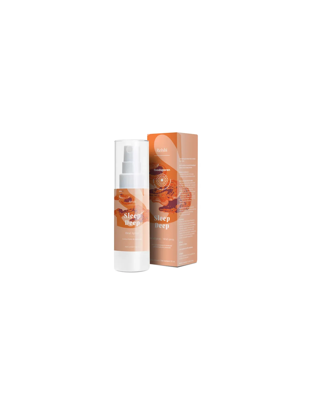 Spray buccal au reishi, mélisse et lavande, 30 ml – Foodsporen – flacon pulvérisateur et étui