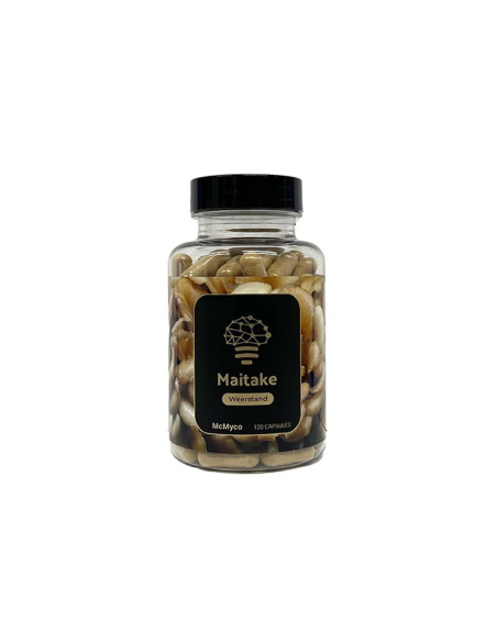 Maitake (Grifola frondosa) – McMyco, 120 gélules – pot, étiquette de face