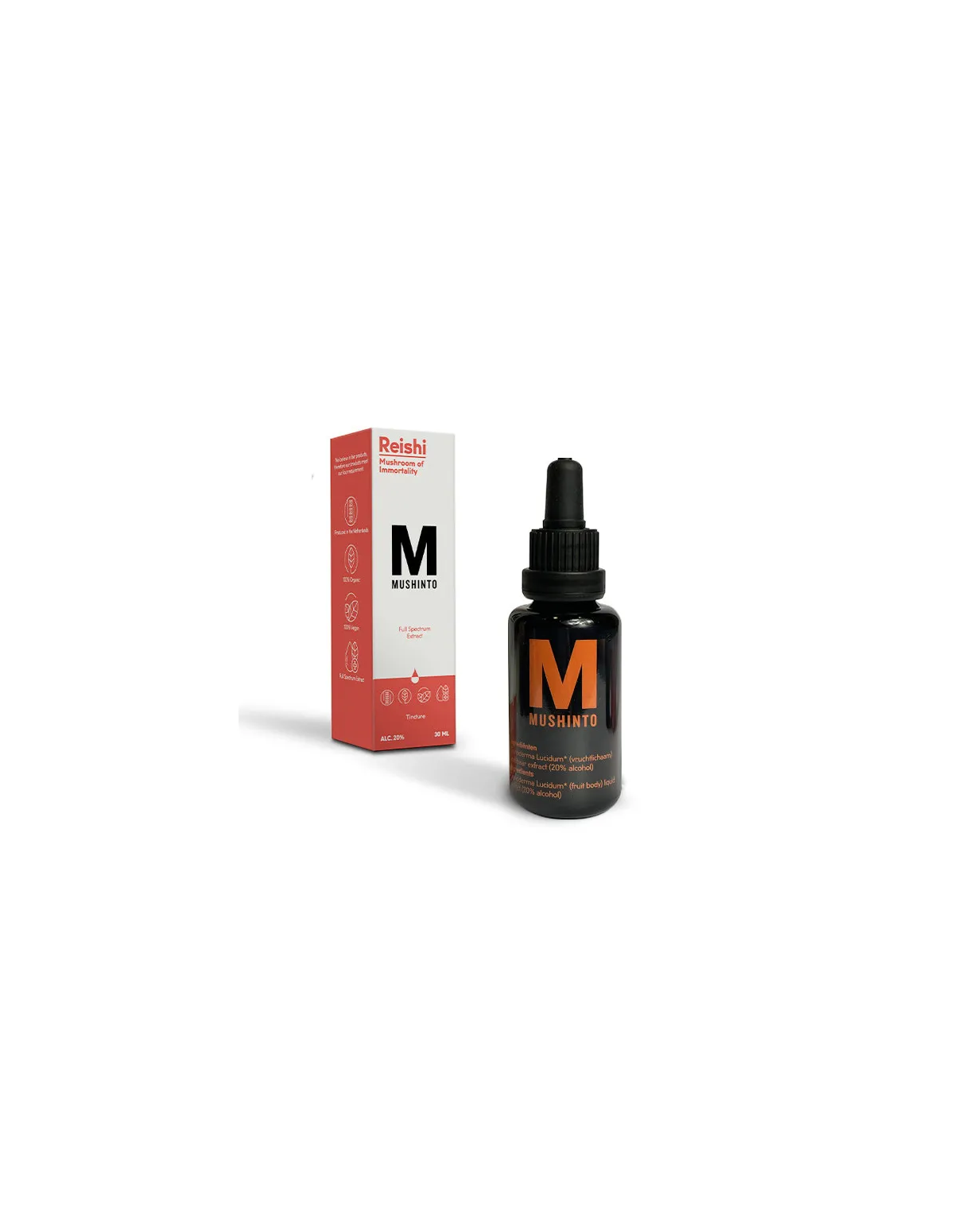 Teinture de reishi (Ganoderma lucidum) – Mushinto – flacon de 30 ml et étui