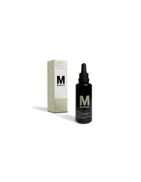 Teinture de crinière de lion (Hericium erinaceus) – Mushinto – flacon de 50 ml et étui