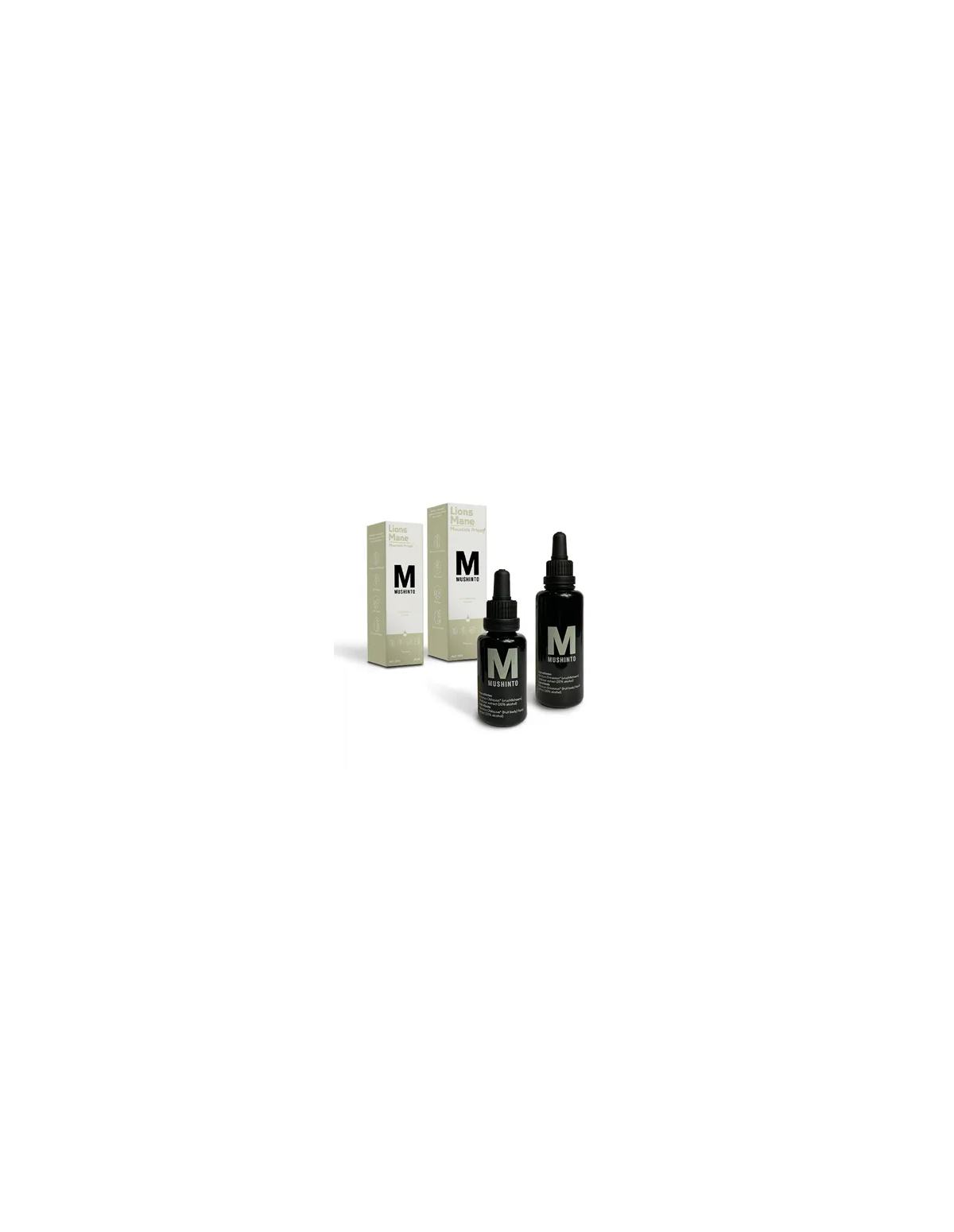 Teinture de crinière de lion (Hericium erinaceus) – Mushinto – flacons de 30 ml et 50 ml avec étuis