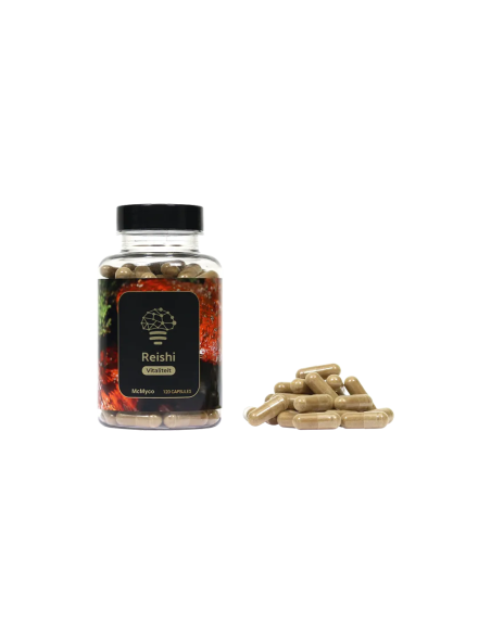 Reishi (Ganoderma lucidum) – McMyco, 120 gélules – pot et gélules en vrac